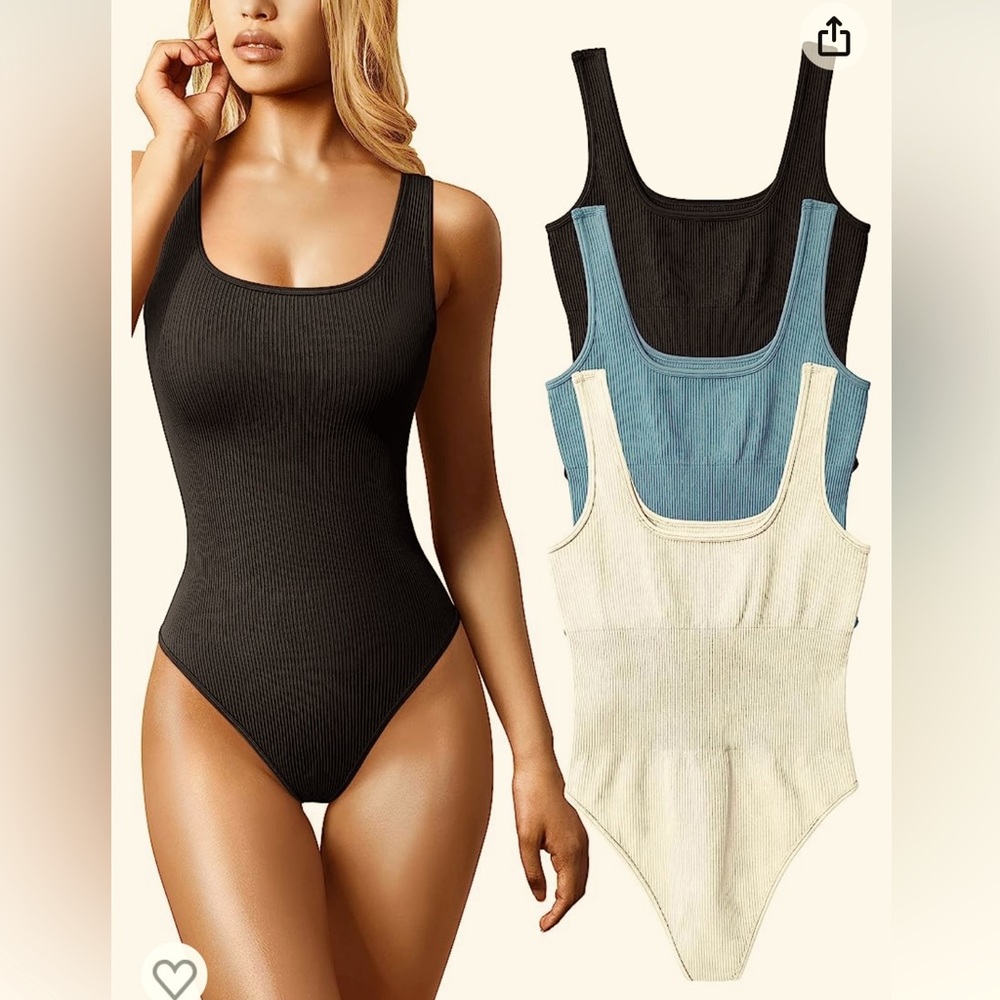 OQQ Women’s 3-piece Ribbed Bodysuits